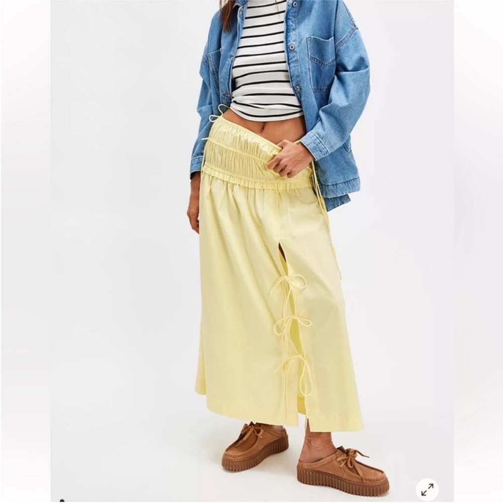 Damson Madder Charlotte Midi Skirt in Yellow - Picture 1 of 11